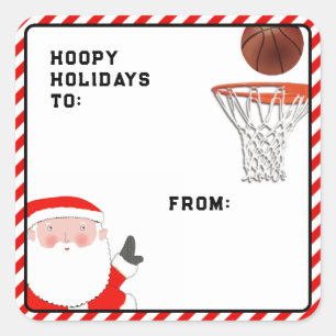 Basketball-Weihnachts-Geschenkanhänger Quadratischer Aufkleber