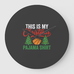 Basketball-Weihnachts-Pyjama-Shirt Große Wanduhr