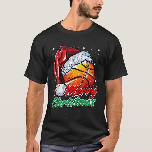 Basketball Weihnachts-T-Shirt T-Shirt (Vorderseite)