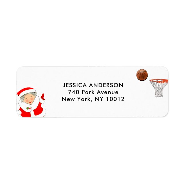 Basketball Weihnachtsadressen-Etiketten (Vorne)