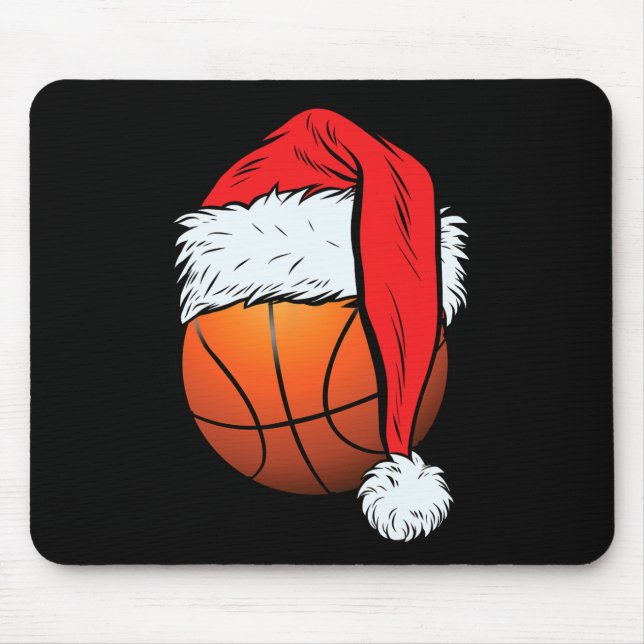 Basketball Weihnachtsball Weihnachtsmannmütze Weih Mousepad (Vorne)