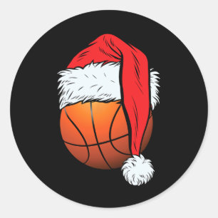 Basketball Weihnachtsball Weihnachtsmannmütze Weih Runder Aufkleber