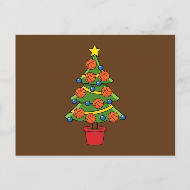 Basketball Weihnachtsbaum Feiertagspostkarte (Vorderseite)