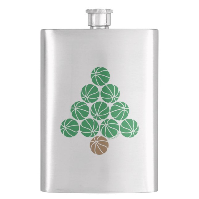Basketball Weihnachtsbaum Flachmann (Vorderseite)