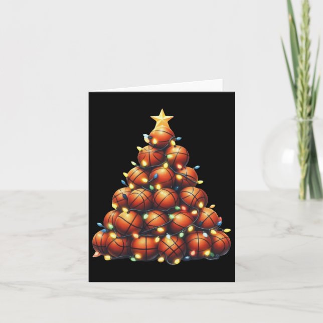 Basketball Weihnachtsbaum Karte (Vorderseite)