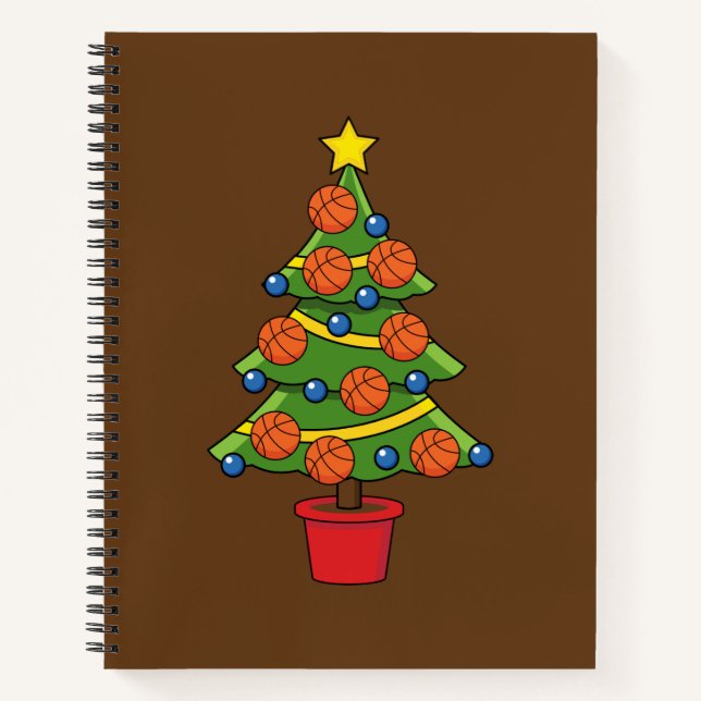 Basketball Weihnachtsbaum Notizbuch (Vorderseite)