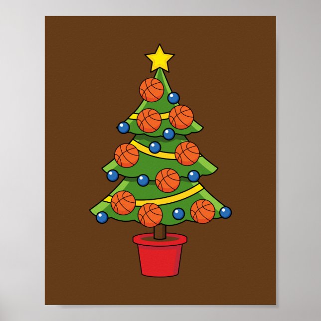 Basketball Weihnachtsbaum Poster (Vorne)
