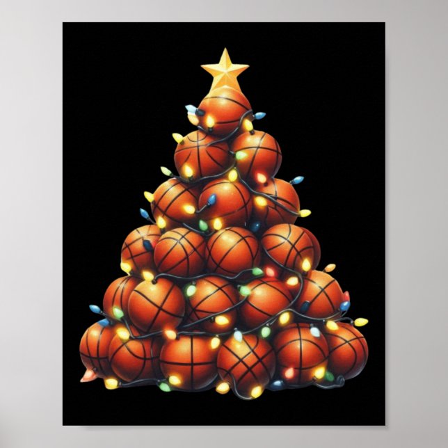 Basketball Weihnachtsbaum Poster (Vorne)