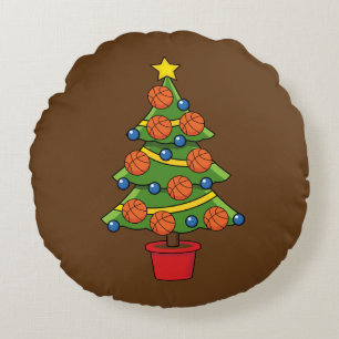 Basketball Weihnachtsbaum Rundes Kissen