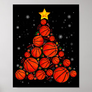 Basketball Weihnachtsbaum Xmas Santa Sport Herren Poster
