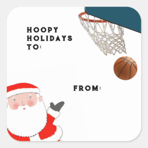 Basketball-Weihnachtsgeschenkanhänger Quadratischer Aufkleber