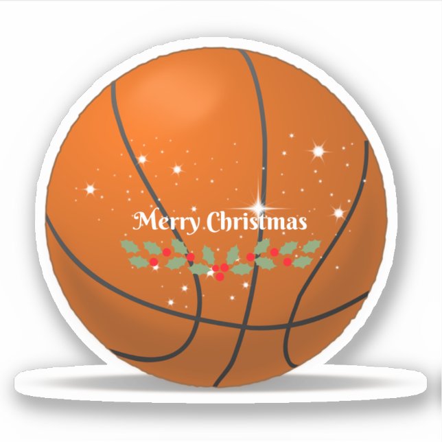 Basketball Weihnachtsgrüße Aufkleber (Vorderseite)