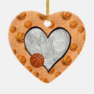 Basketball-Weihnachtsherz-Foto-Verzierung Keramik Ornament