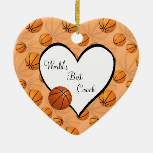 Basketball-Weihnachtsherz-Verzierung Keramikornament
