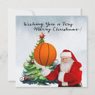 Basketball Weihnachtskarte mit Weihnachtsmann Feiertagskarte