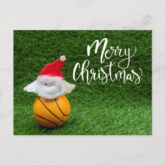 Basketball Weihnachtskarte mit Weihnachtsmann Postkarte (Vorderseite)