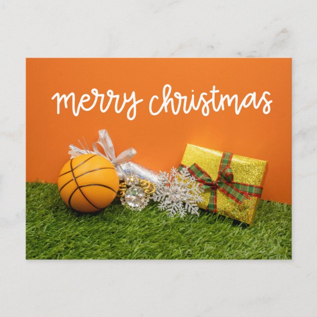 Basketball Weihnachtskarte Postkarte (Vorderseite)