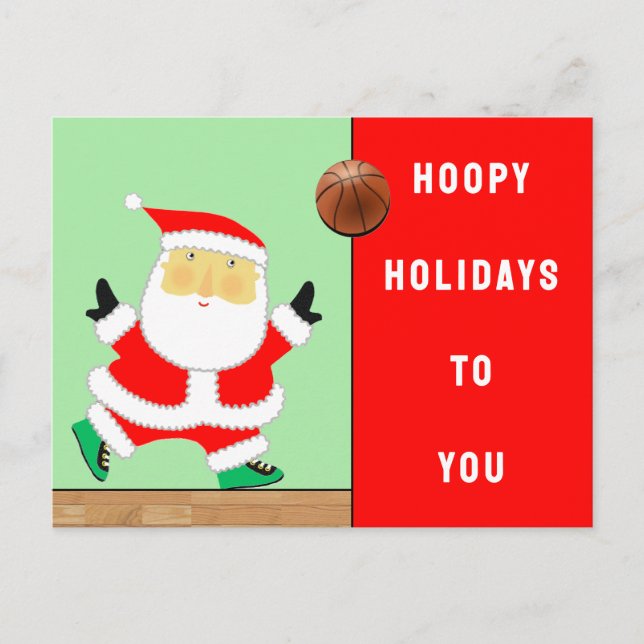 Basketball Weihnachtskarten Feiertagspostkarte (Vorderseite)