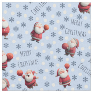 Basketball-Weihnachtsmann auf Babyblau Stoff