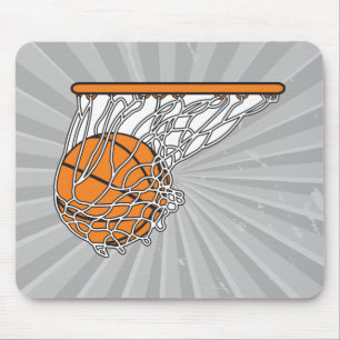 Basketball-Whoosh-Ball im Netz-Vektorillustration Mousepad