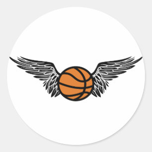 Basketball. winged. runder aufkleber