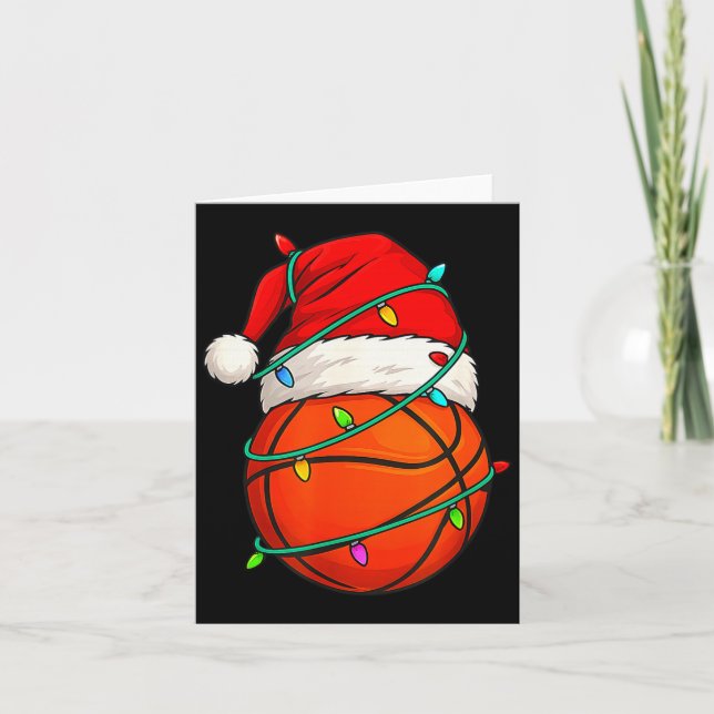 Basketball With Santa Hat Funny Christmas Xmas Gif Karte (Vorderseite)