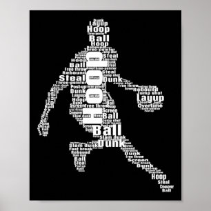 Basketball Word Cloud Basketball Sportfächer Boys Poster