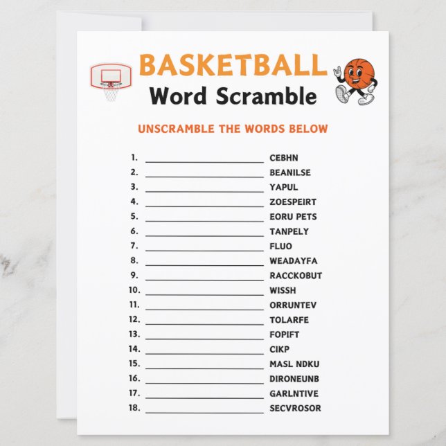 Basketball Word Scramble Game (Vorderseite)