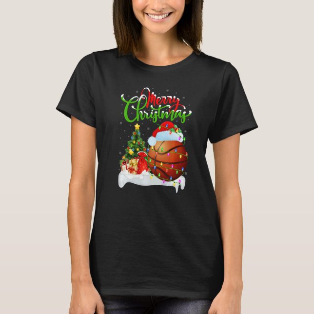 Basketball  Xmas Decorations Santa Basketball Chri T-Shirt (Vorderseite)