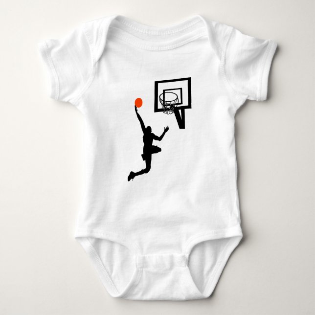Basketball-Zahl, die einen Layup tut Baby Strampler (Vorderseite)