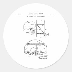 Basketball-Ziel-Patent Zeichnend Blueprint Runder Aufkleber