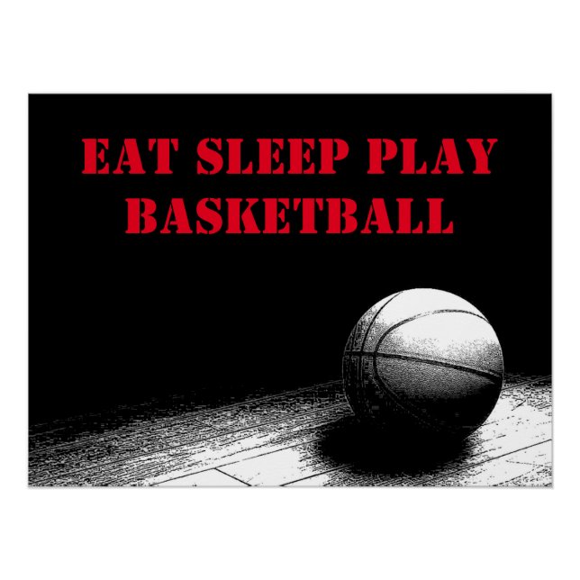 Basketball Zitat Essen Schlafen Spiel Perfektes Po Poster (Vorderseite)