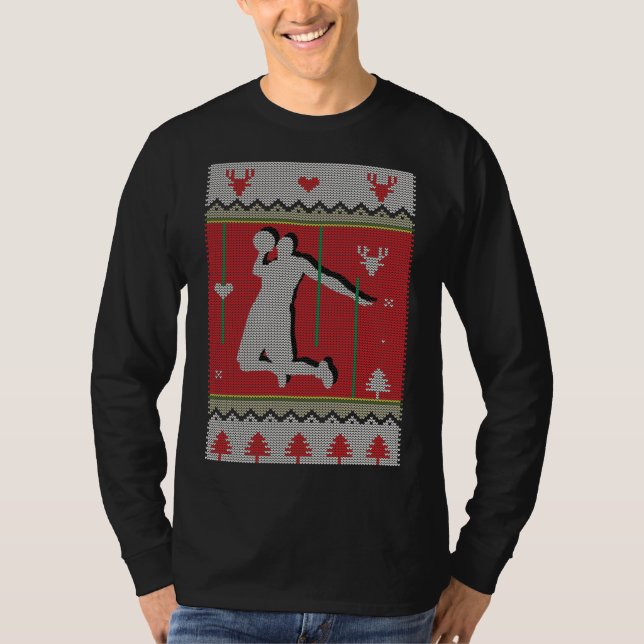 Basketball zu Weihnachten T-Shirt (Vorderseite)