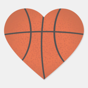 Basketballaufkleber in Herzform Herz-Aufkleber