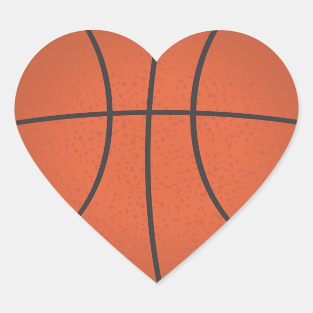 Basketballaufkleber in Herzform Herz-Aufkleber (Vorderseite)