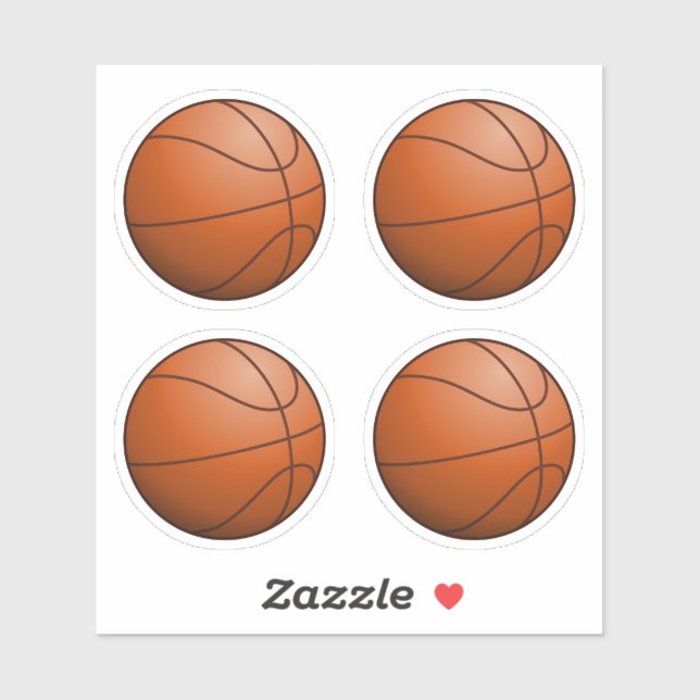 Basketballball-Set 4 Aufkleber (Blatt)