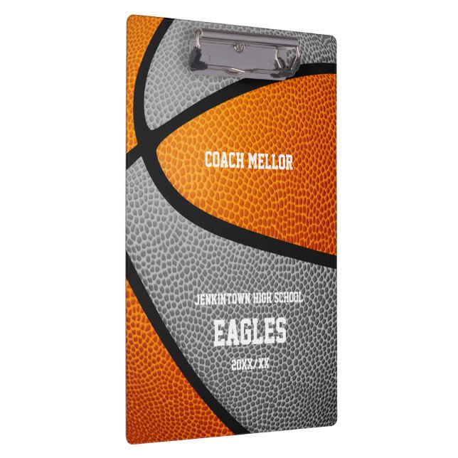 Basketballbasketballname: orange graue Mannschafts Klemmbrett (Rechts)