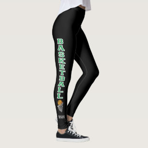Basketballbriefe in grünen und weißen Leggings