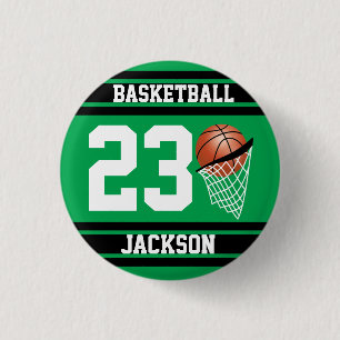 Basketballdesign in Grün und Schwarz Button