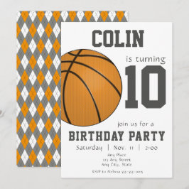 Basketballdesign in Orange und Schwarz Einladung