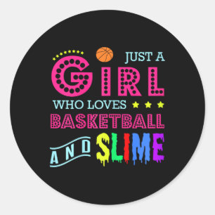 Basketballdesign - Mädchen, die Basketball Lieben Runder Aufkleber