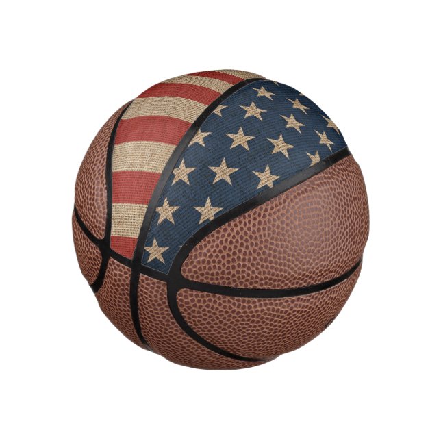 Basketballdruck mit Leinwand USA-Flagge Mini Basketball (angewinkelt)