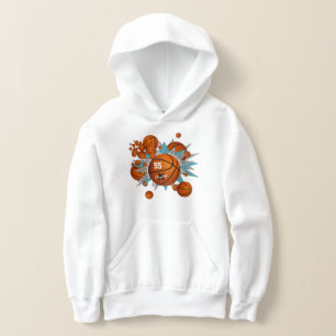 Basketbälle aquamarine graue Stars Mädchensport Hoodie