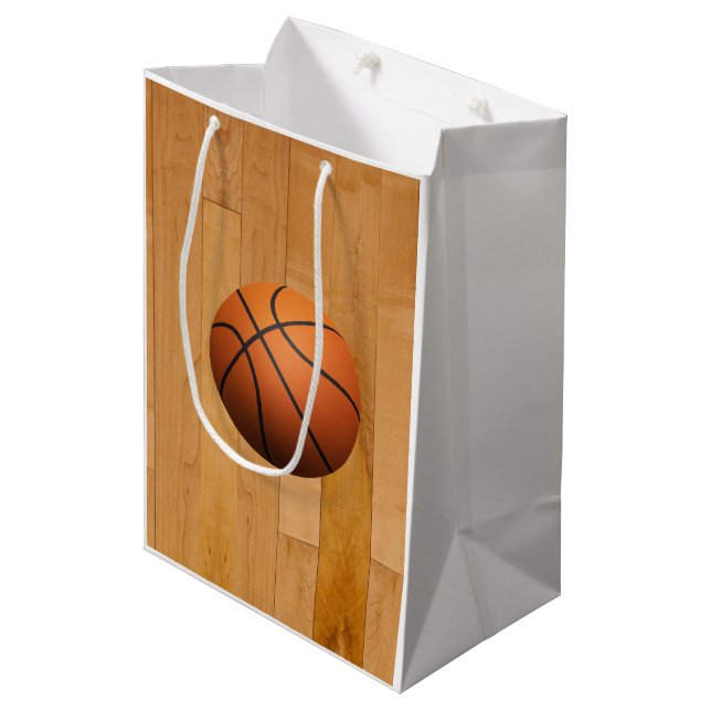 Basketbälle Mittlere Geschenktüte (Vorderseite Schrägansicht)