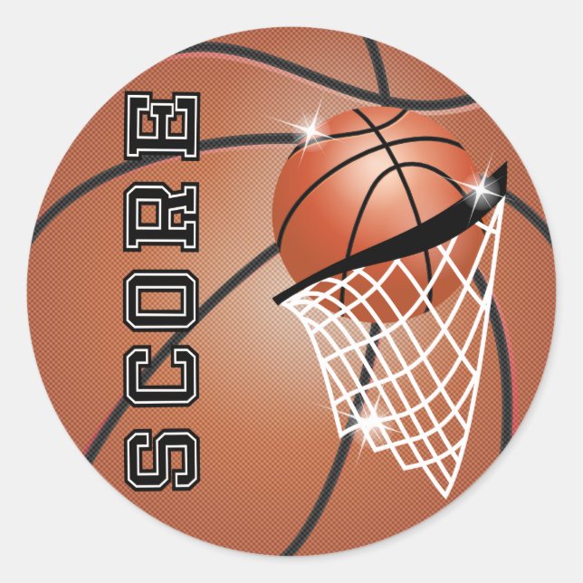 Basketballergebnis in Orange Brown Runder Aufkleber (Vorderseite)