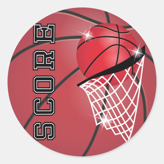 Basketballergebnis in Rot Runder Aufkleber (Vorderseite)