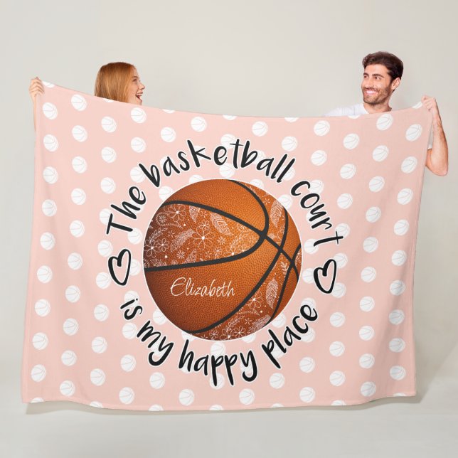 Basketballfeld-Happy-Platz für boho Blume Fleecedecke (Beispiel)