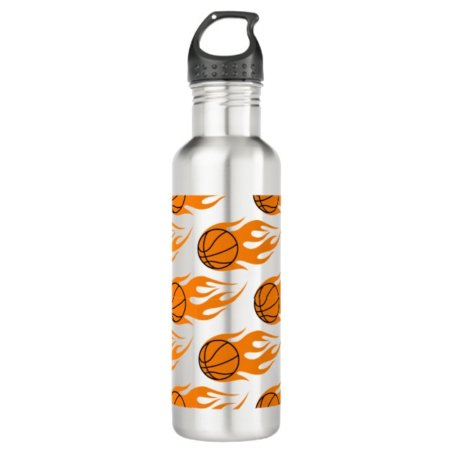 Basketballflamme Stahlwasserflasche Edelstahlflasche (Vorderseite)