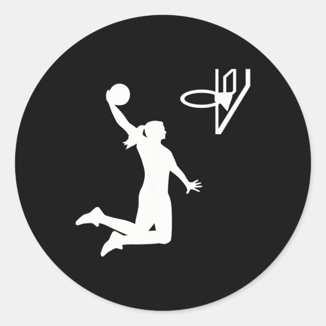 Basketballfrau Runder Aufkleber (Vorderseite)