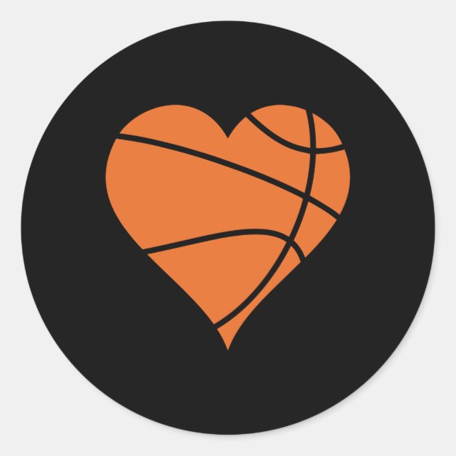 Basketballherz 2 runder aufkleber (Vorderseite)